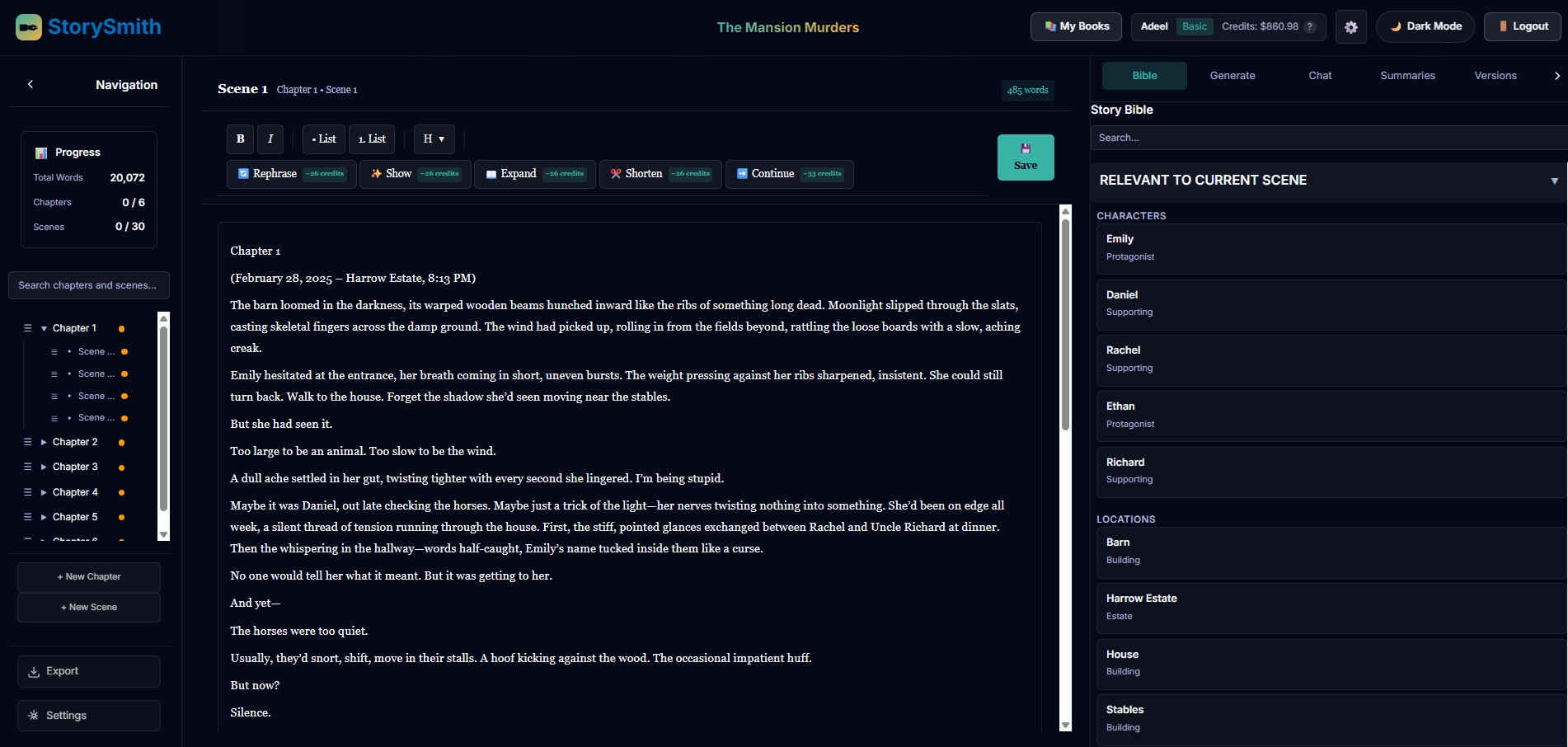 LuminaProse Writer Interface