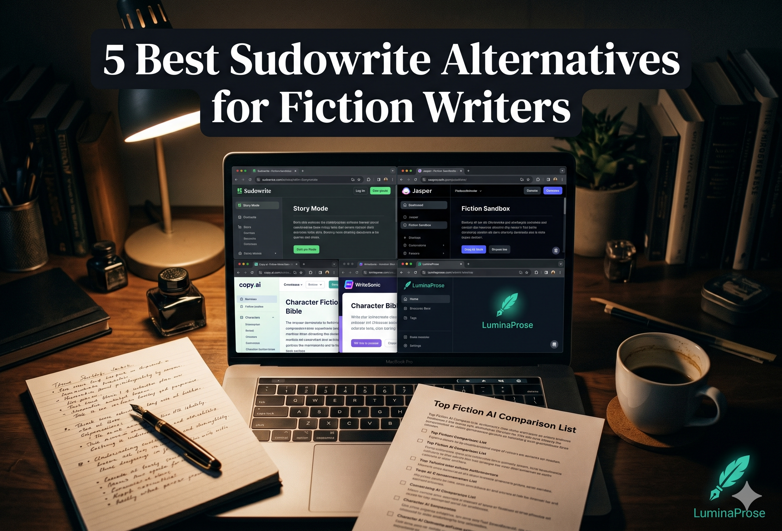 5 Best Sudowrite Alternatives for Fiction Writers (2026)